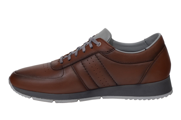 JS08 Tan - Grey Man Sport Shoe Models, Genuine Leather Man Sport Shoes