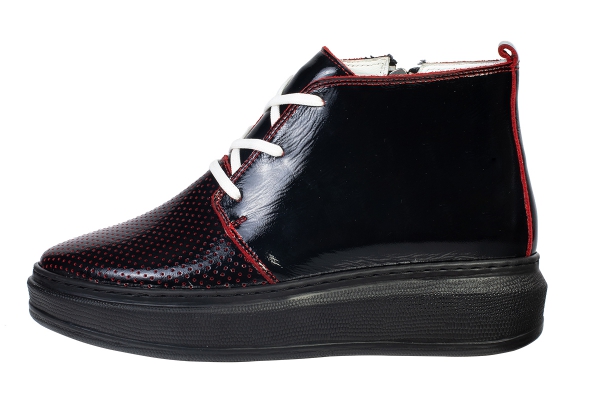 JWC2041 اسود _ احمر Women Comfort Shoes Models, Genuine Leather Women Comfort Shoes Collection 2