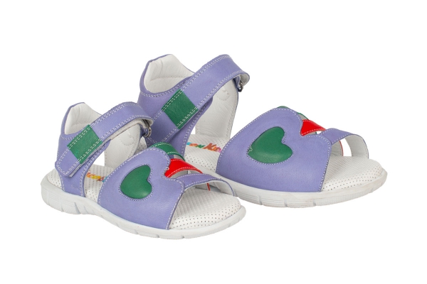 J2144 Mor - Yeşil - Kırmızı - Mor Çocuk Sandalet Modelleri, Deri Çocuk Sandalet