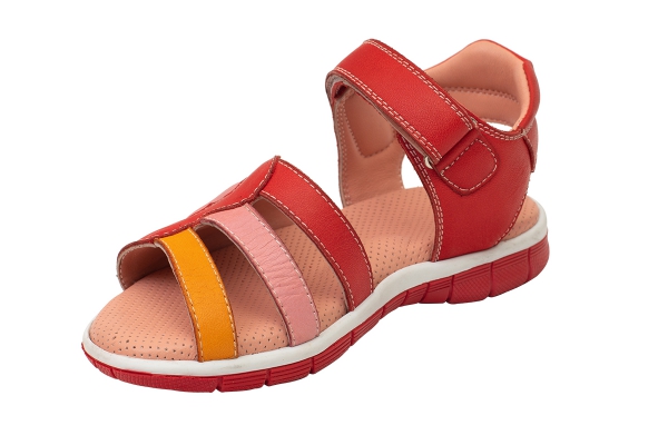 J2144 Kırmızı - Kırmızı - Pembe - Sarı Çocuk Sandalet Modelleri, Deri Çocuk Sandalet