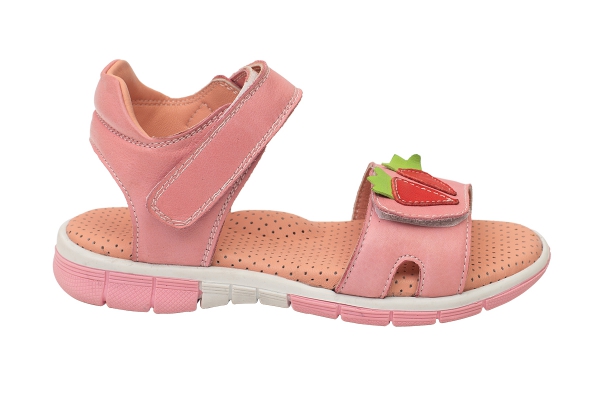 J2158 Pembe - Çilek Çocuk Sandalet Modelleri, Deri Çocuk Sandalet