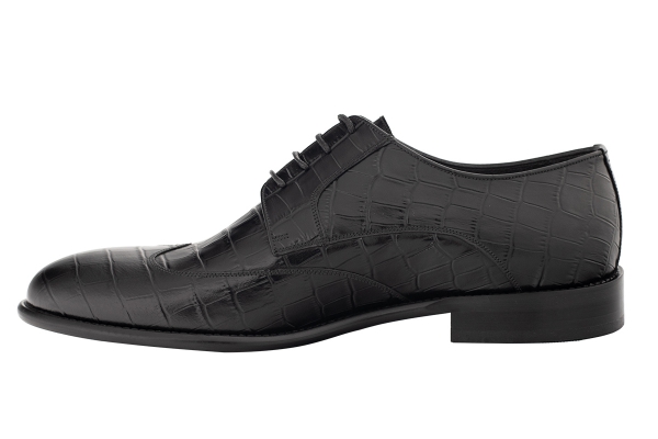 J2410 Black Croco Man Classic Shoe Models, Genuine Leather Man Classic Shoes