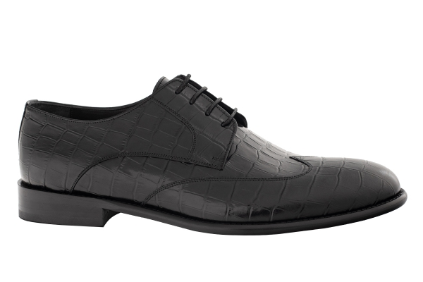 J2410 Black Croco Man Classic Shoe Models, Genuine Leather Man Classic Shoes