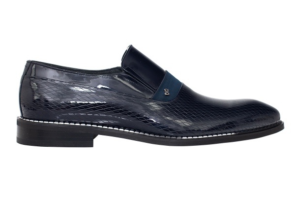 J9708 Blue Patent Satin Man Classic Shoe Models, Genuine Leather Man Classic Shoes