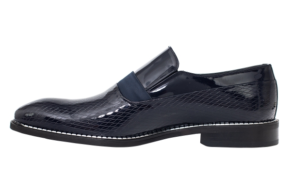 J9708 Blue Patent Satin Man Classic Shoe Models, Genuine Leather Man Classic Shoes