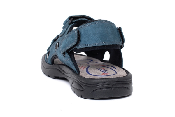 J1405 Нубук Синий Модели мужских сандалей и шлепанцев, Коллекция кожаных мужских сандалей и шлепанцев