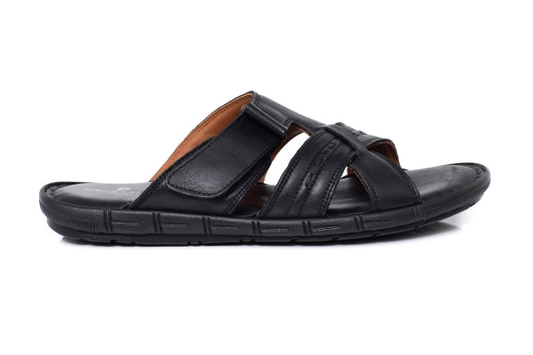 J1413 Siyah Erkek Sandalet ve Terlik Modelleri, Deri Erkek Sandalet ve Terlik Koleksiyonu