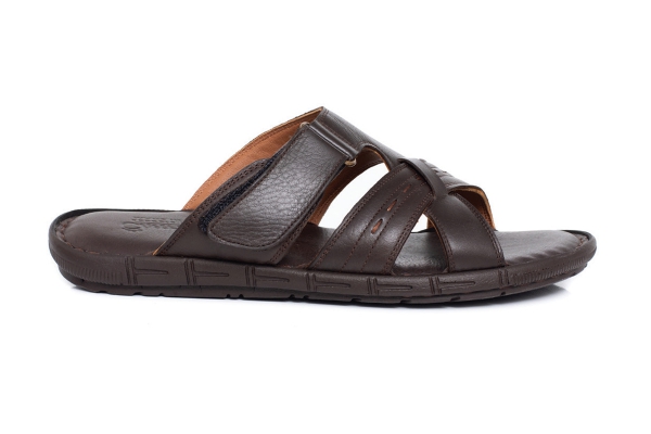J1413 Brown Man Sandals Slippers Models, Genuine Leather Man Sandals Slippers Collection