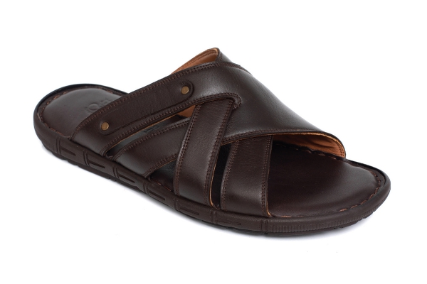 J1420 Коричневый Модели мужских сандалей и шлепанцев, Коллекция кожаных мужских сандалей и шлепанцев