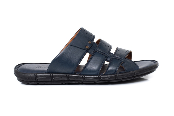 J1425 Lacivert Erkek Sandalet ve Terlik Modelleri, Deri Erkek Sandalet ve Terlik Koleksiyonu
