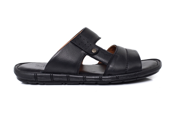 J1615 Black Man Sandals Slippers Models, Genuine Leather Man Sandals Slippers Collection