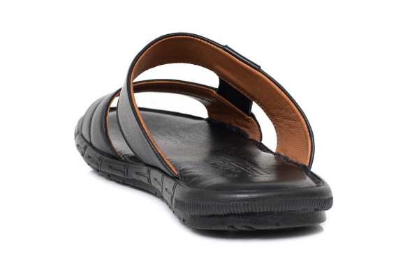 J1615 Black Man Sandals Slippers Models, Genuine Leather Man Sandals Slippers Collection