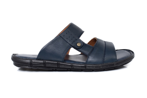 J1615 Navy Blue Man Sandals Slippers Models, Genuine Leather Man Sandals Slippers Collection