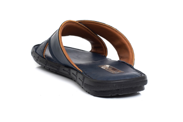 J1820 Navy Blue Man Sandals Slippers Models, Genuine Leather Man Sandals Slippers Collection