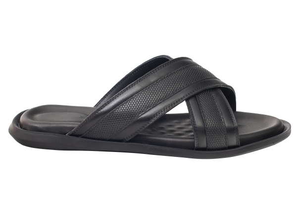 J2107-2 Siyah Erkek Sandalet ve Terlik Modelleri, Deri Erkek Sandalet ve Terlik Koleksiyonu 2