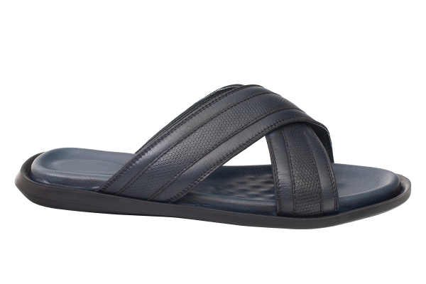 J2107-2 Lacivert Erkek Sandalet ve Terlik Modelleri, Deri Erkek Sandalet ve Terlik Koleksiyonu 2