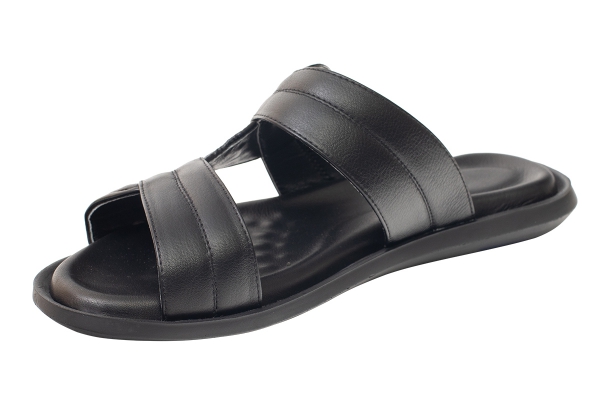 J2116 Siyah Erkek Sandalet ve Terlik Modelleri, Deri Erkek Sandalet ve Terlik Koleksiyonu 2