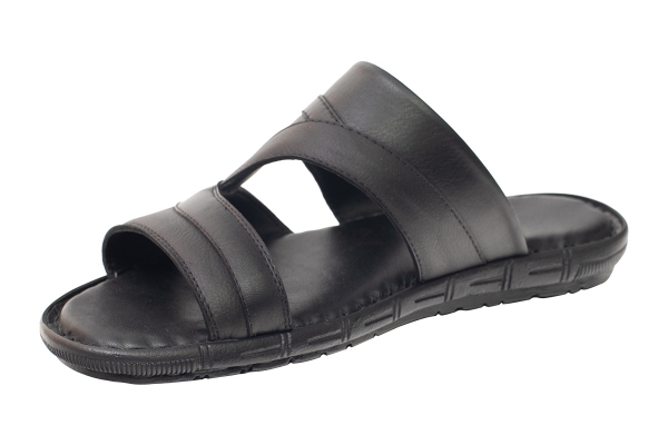 J2127 Siyah Erkek Sandalet ve Terlik Modelleri, Deri Erkek Sandalet ve Terlik Koleksiyonu 2