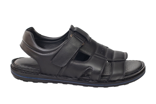 J2128 Siyah Erkek Sandalet ve Terlik Modelleri, Deri Erkek Sandalet ve Terlik Koleksiyonu 2