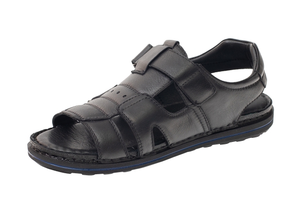 J2128 Siyah Erkek Sandalet ve Terlik Modelleri, Deri Erkek Sandalet ve Terlik Koleksiyonu 2