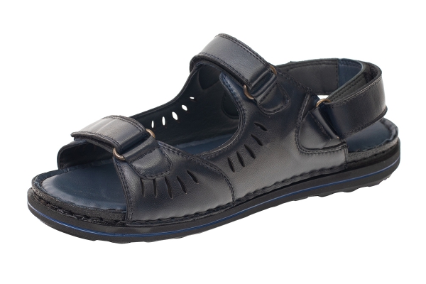 J2129 Siyah Erkek Sandalet ve Terlik Modelleri, Deri Erkek Sandalet ve Terlik Koleksiyonu 2