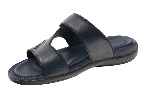 J2131 Lacivert Erkek Sandalet ve Terlik Modelleri, Deri Erkek Sandalet ve Terlik Koleksiyonu 2