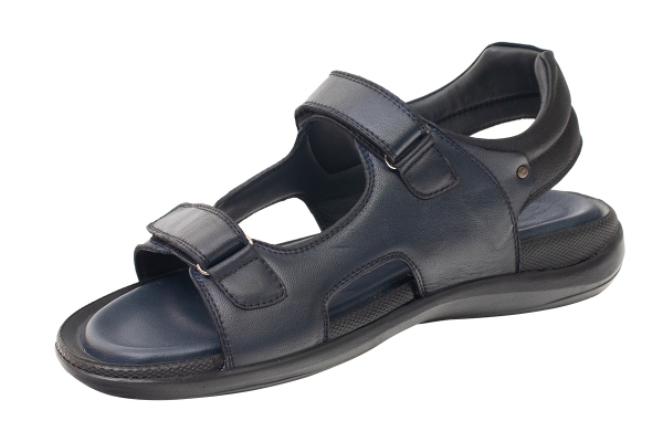 J2139 Lacivert Erkek Sandalet ve Terlik Modelleri, Deri Erkek Sandalet ve Terlik Koleksiyonu 2
