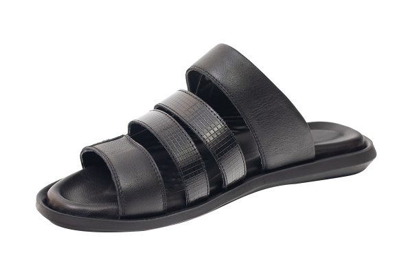 J2145 Siyah - Lzr Rgn Siyah Erkek Sandalet ve Terlik Modelleri, Deri Erkek Sandalet ve Terlik Koleksiyonu 2