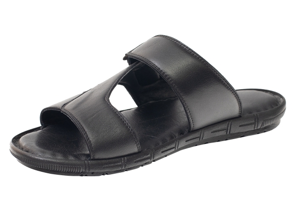 J2187 Siyah Erkek Sandalet ve Terlik Modelleri, Deri Erkek Sandalet ve Terlik Koleksiyonu 2