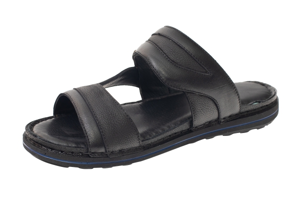 J2193 Siyah Erkek Sandalet ve Terlik Modelleri, Deri Erkek Sandalet ve Terlik Koleksiyonu 2