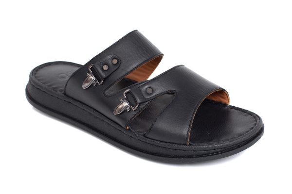 J2004 Black Man Sandals Slippers Models, Genuine Leather Man Sandals Slippers Collection