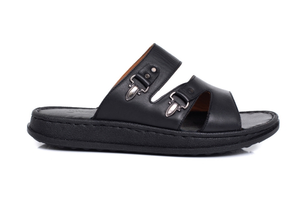 J2004 Black Man Sandals Slippers Models, Genuine Leather Man Sandals Slippers Collection
