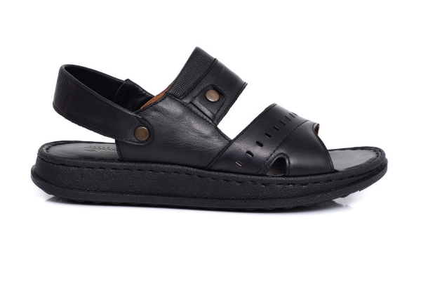 J2007 Siyah Erkek Sandalet ve Terlik Modelleri, Deri Erkek Sandalet ve Terlik Koleksiyonu