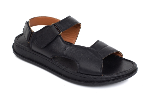 J2008 Черный Модели мужских сандалей и шлепанцев, Коллекция кожаных мужских сандалей и шлепанцев