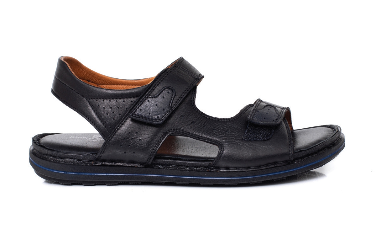 J2023 Black Navy Blue Man Sandals Slippers Models Genuine