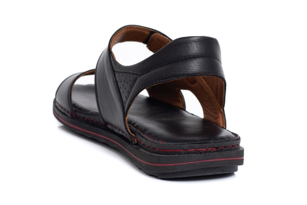 J2023 Black - Red Man Sandals Slippers Models, Genuine Leather Man Sandals Slippers Collection