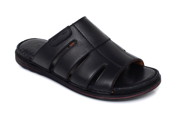 J2026 Black Man Sandals Slippers Models, Genuine Leather Man Sandals Slippers Collection