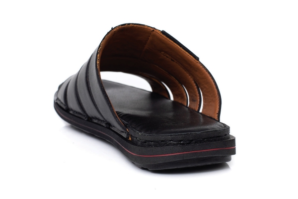 J2026 Black Man Sandals Slippers Models, Genuine Leather Man Sandals Slippers Collection