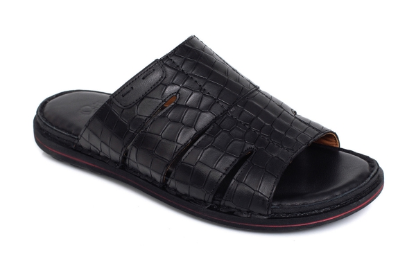 J2026 Crc N Black Man Sandals Slippers Models, Genuine Leather Man Sandals Slippers Collection