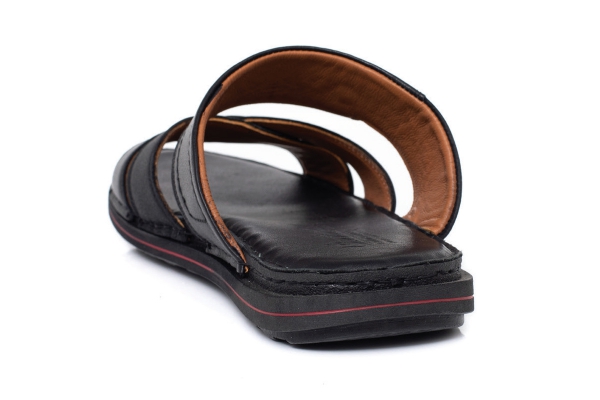 J2028 Черный-Нубук Черный Модели мужских сандалей и шлепанцев, Коллекция кожаных мужских сандалей и шлепанцев