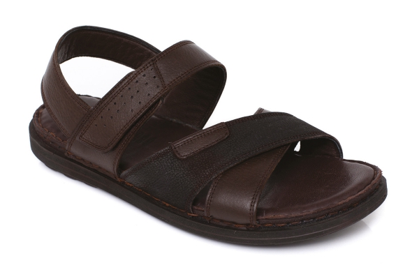 J2029 Brown - Nubuck Brown Man Sandals Slippers Models, Genuine Leather Man Sandals Slippers Collection
