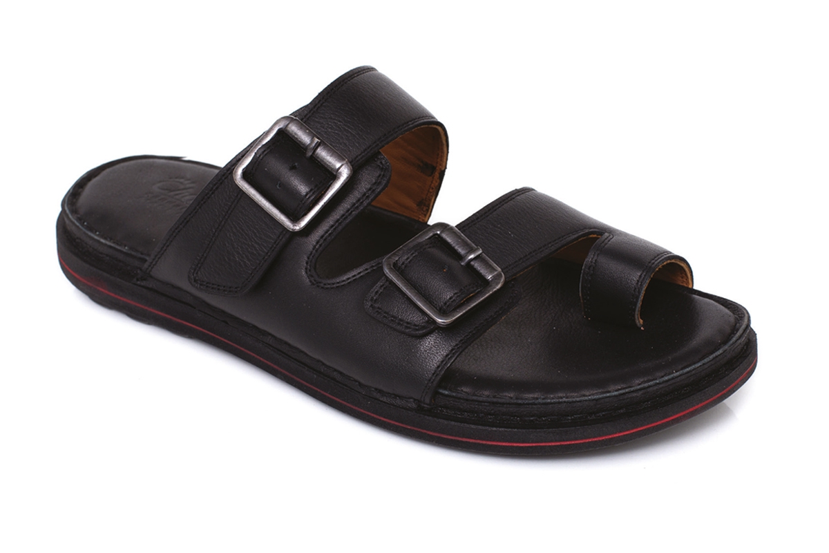 J2032 Black Man Sandals Slippers Models, Genuine Leather Man Sandals ...