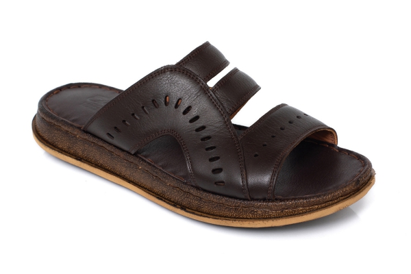 J2034 Kahverengi Erkek Sandalet ve Terlik Modelleri, Deri Erkek Sandalet ve Terlik Koleksiyonu