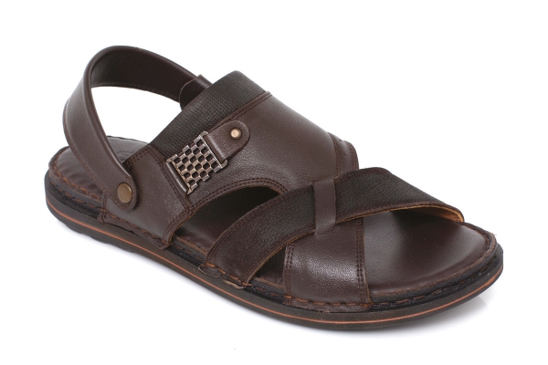 J2045 Brown - Nubuck Brown Man Sandals Slippers Models, Genuine Leather Man Sandals Slippers Collection
