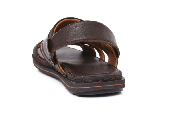 J2045 Brown - Nubuck Brown Man Sandals Slippers Models, Genuine Leather Man Sandals Slippers Collection