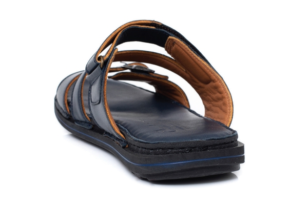 J2047 Navy Blue Man Sandals Slippers Models, Genuine Leather Man Sandals Slippers Collection