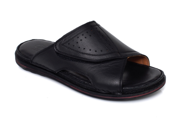 J2048 Черный Модели мужских сандалей и шлепанцев, Коллекция кожаных мужских сандалей и шлепанцев