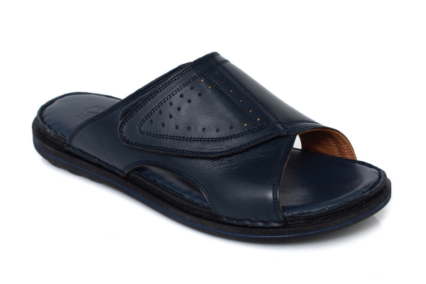 J2048 Синий Модели мужских сандалей и шлепанцев, Коллекция кожаных мужских сандалей и шлепанцев