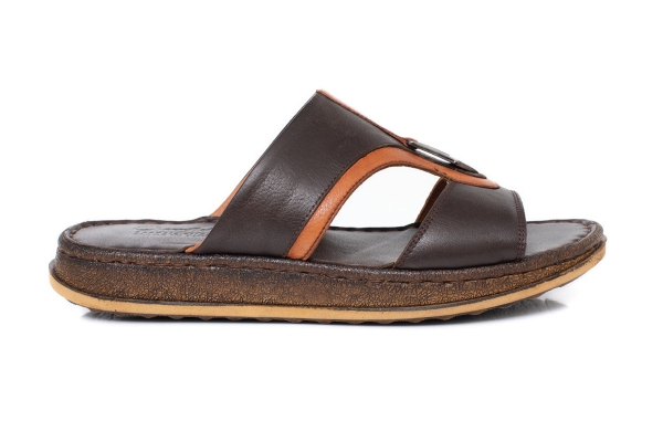 J2050 Kahverengi - Taba Erkek Sandalet ve Terlik Modelleri, Deri Erkek Sandalet ve Terlik Koleksiyonu