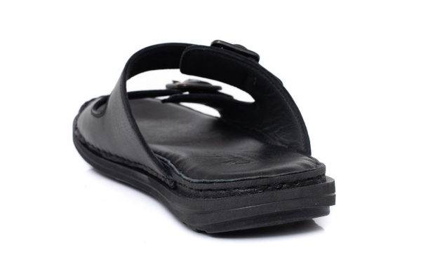 J2087 Черный Модели мужских сандалей и шлепанцев, Коллекция кожаных мужских сандалей и шлепанцев